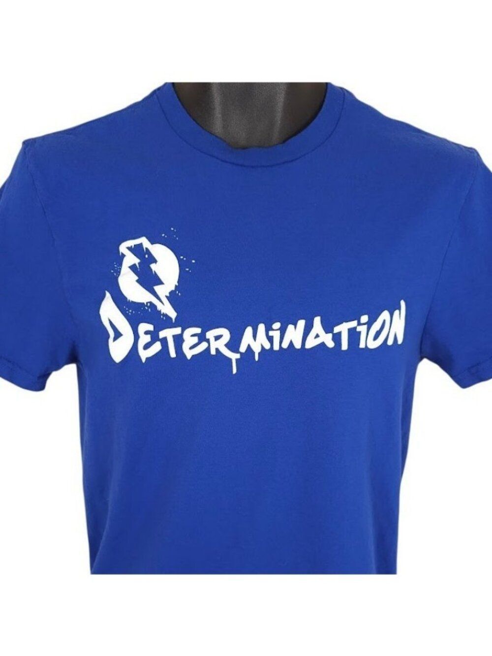Determination T Shirt Mens Size Small Blue Lightning Bolt